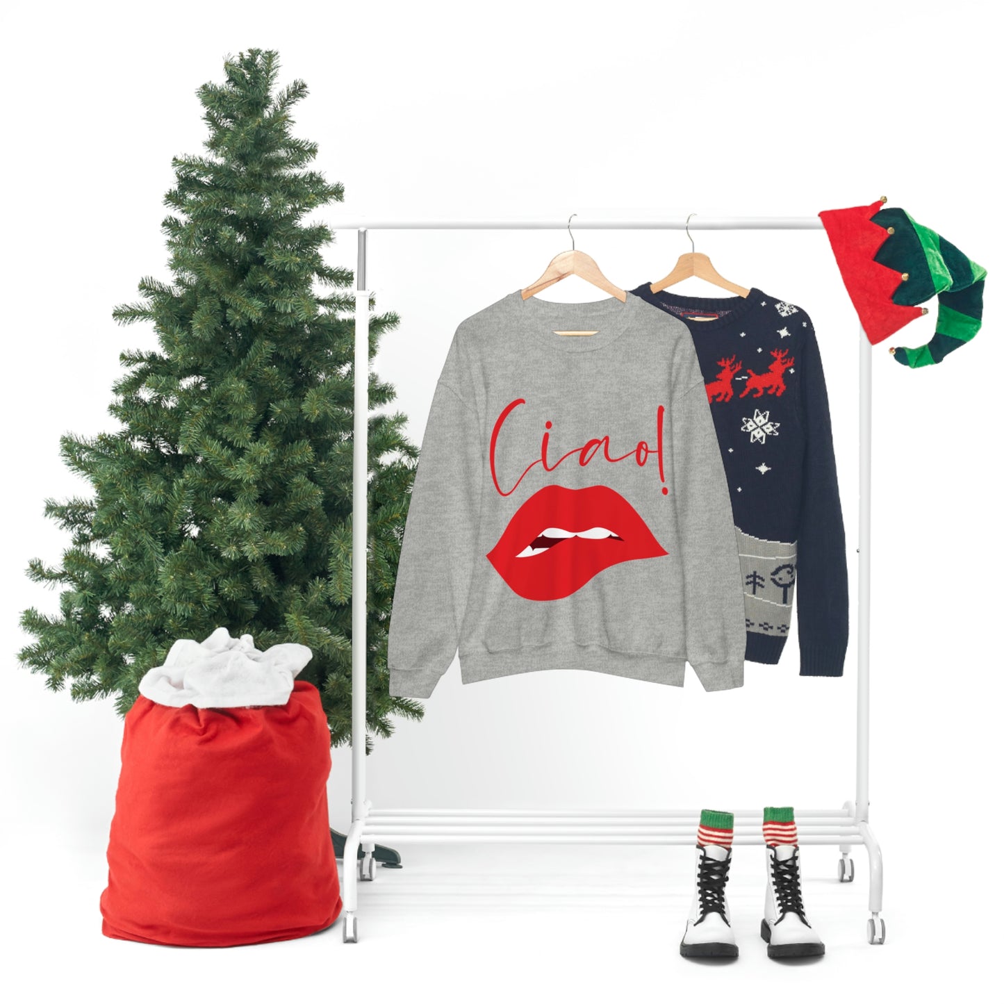 Ciao Hello Goodbye Red Lips Lipstick Unisex Heavy Blend™ Crewneck Sweatshirt