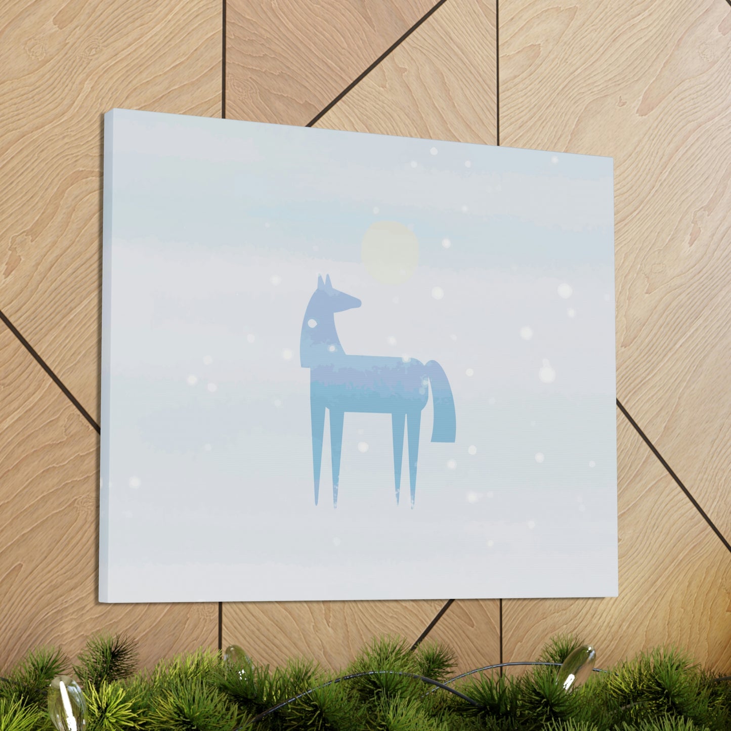 Horse Under the Snow Winter Landscape Art Aesthetic Classic Art Canvas Gallery Wraps