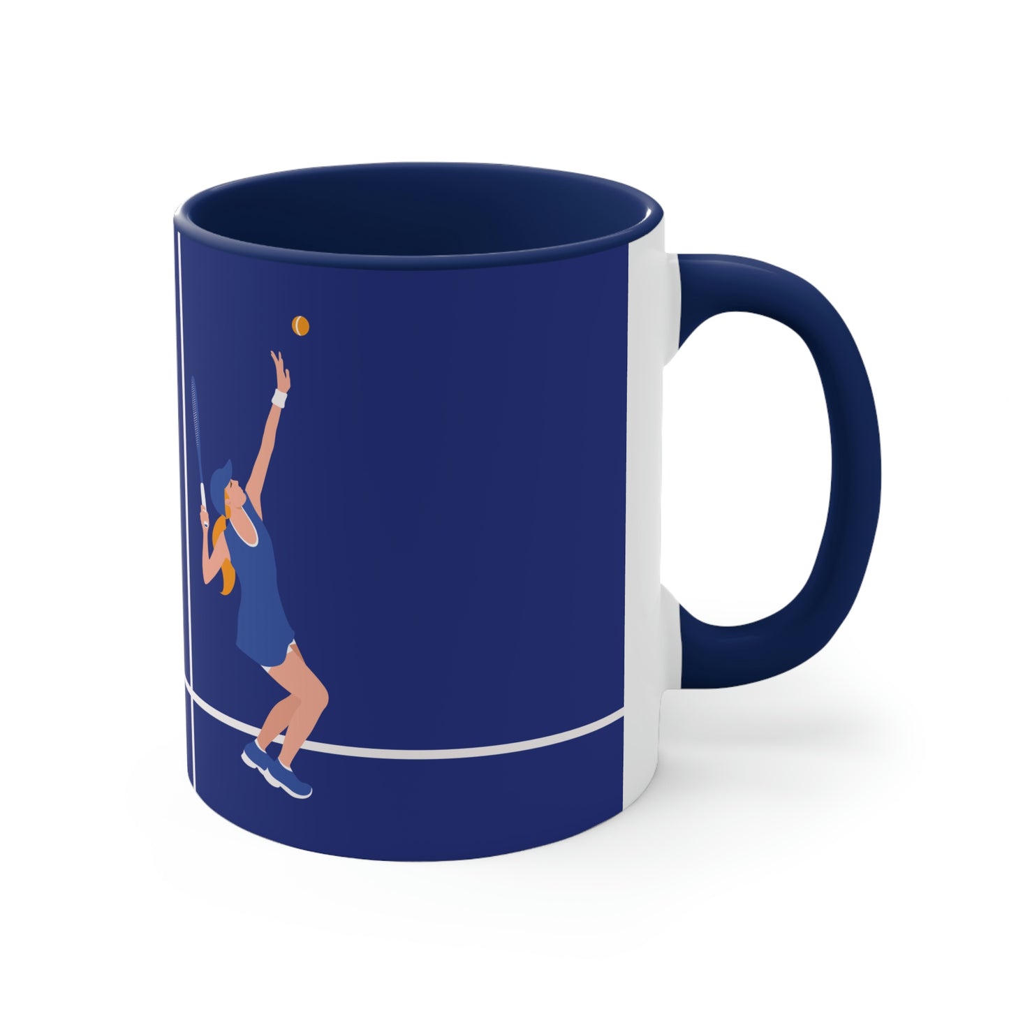 Tennis Player Blue Art Sports Team Accent Coffee Mug 11oz