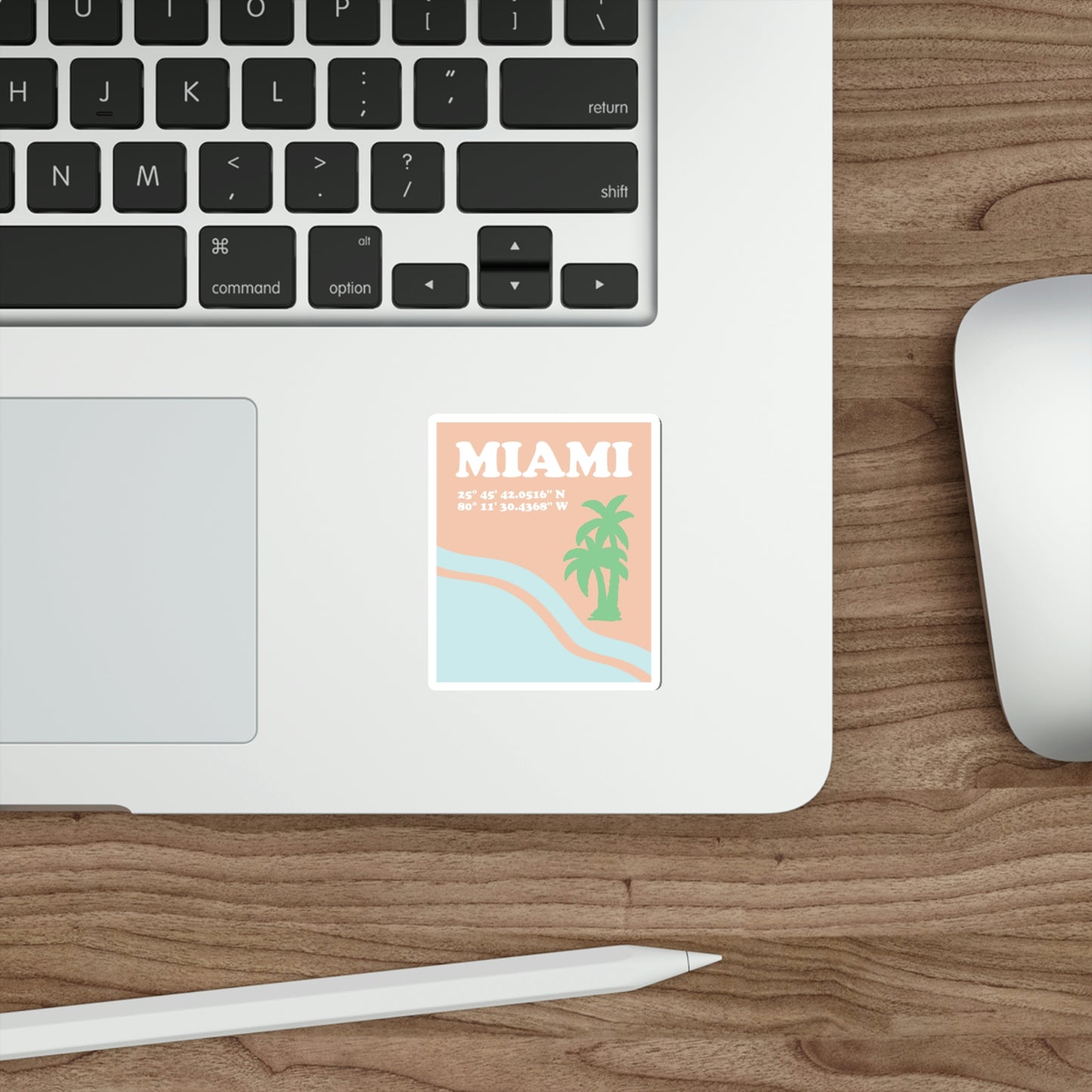 Miami Beach Florida Coordinates Minimal Art Die-Cut Sticker