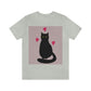 Black Cat with Heart Love Unisex Jersey Short Sleeve T-Shirt