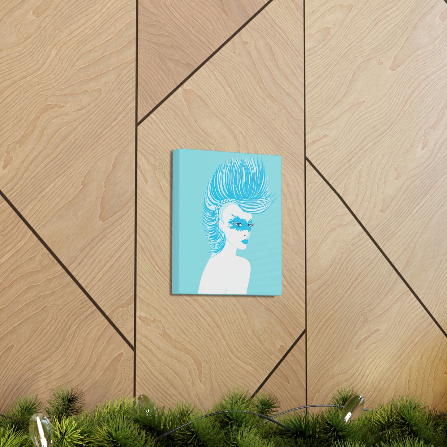 Blue Punk Woman Art Unique Edgy Graphic Aesthetic Classic Art Canvas Gallery Wraps