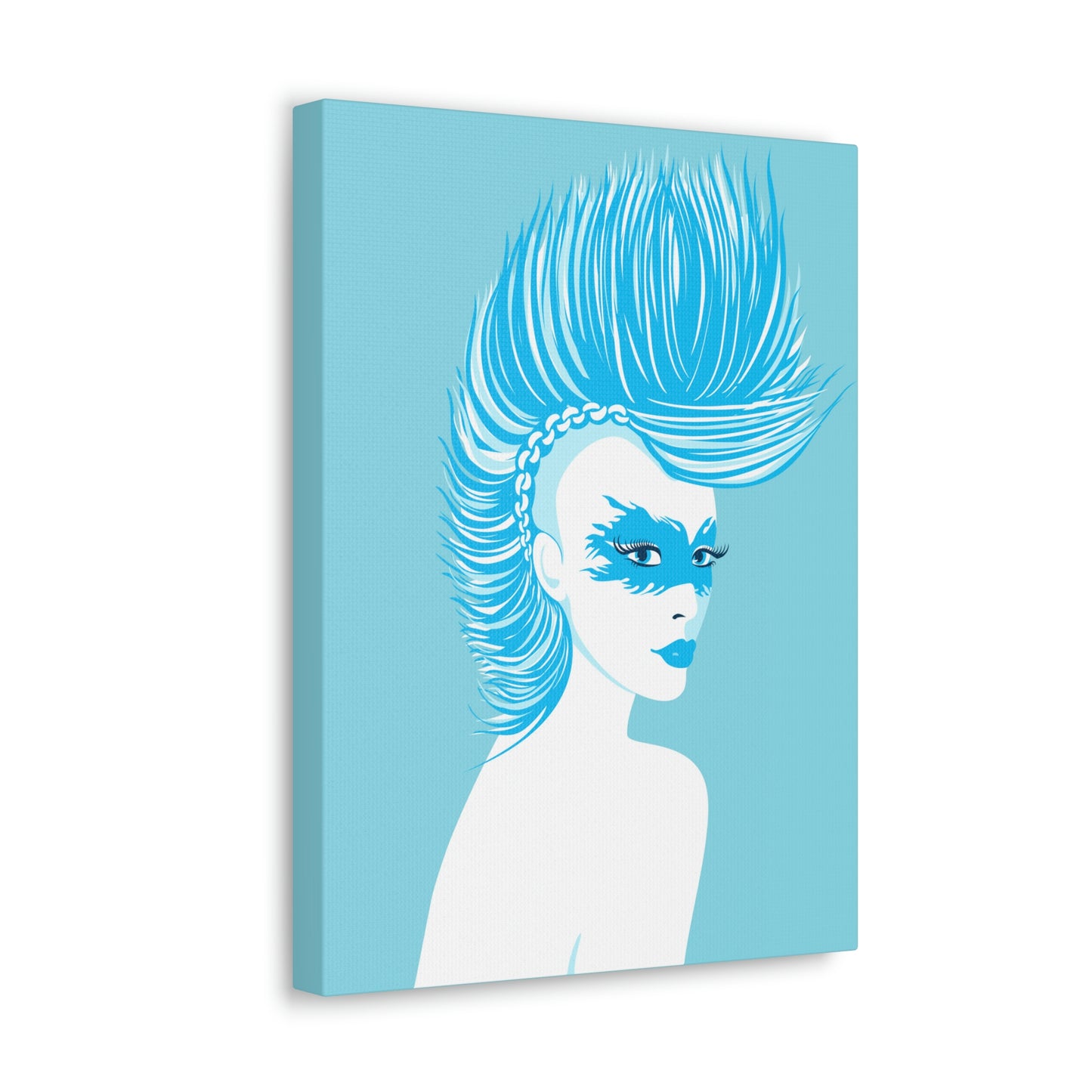 Blue Punk Woman Art Unique Edgy Graphic Aesthetic Classic Art Canvas Gallery Wraps