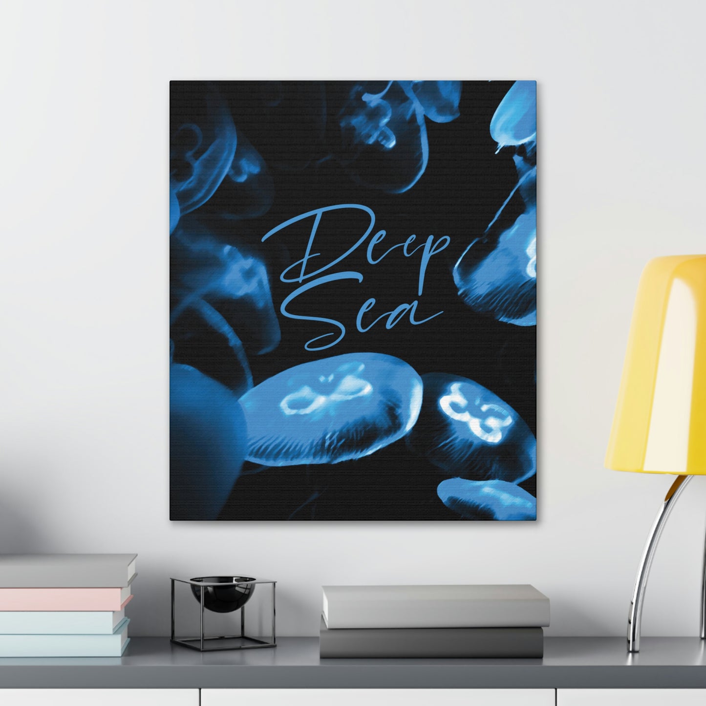 Deep Sea Jellyfish Silhouette Eco Friendly Life Sign Aesthetic Classic Art Canvas Gallery Wraps