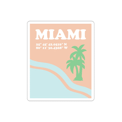 Miami Beach Florida Coordinates Minimal Art Die-Cut Sticker