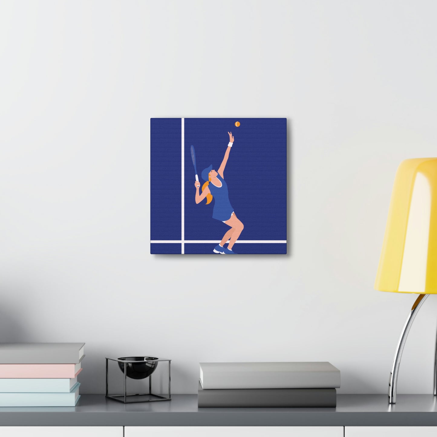 Tennis Player Blue Art Sports Team Classic Art Canvas Gallery Wraps