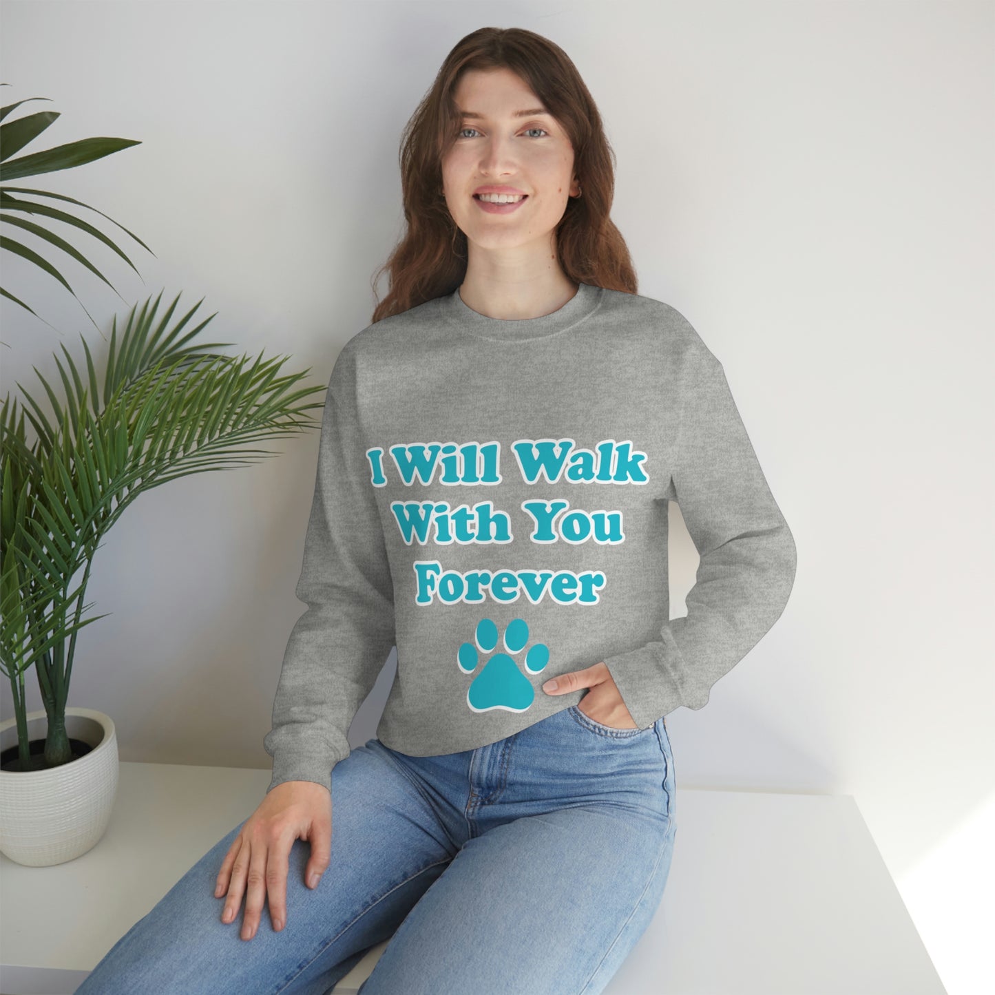 I Will Walk With You Forever Cat Lover Unisex Heavy Blend™ Crewneck Sweatshirt