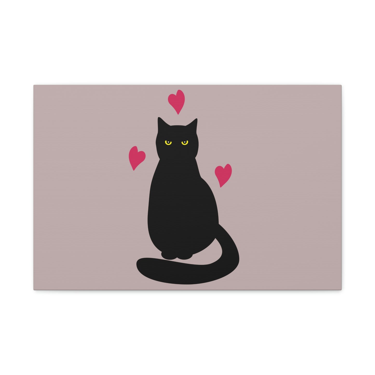 Black Cat with Heart Love Aesthetic Classic Art Canvas Gallery Wraps