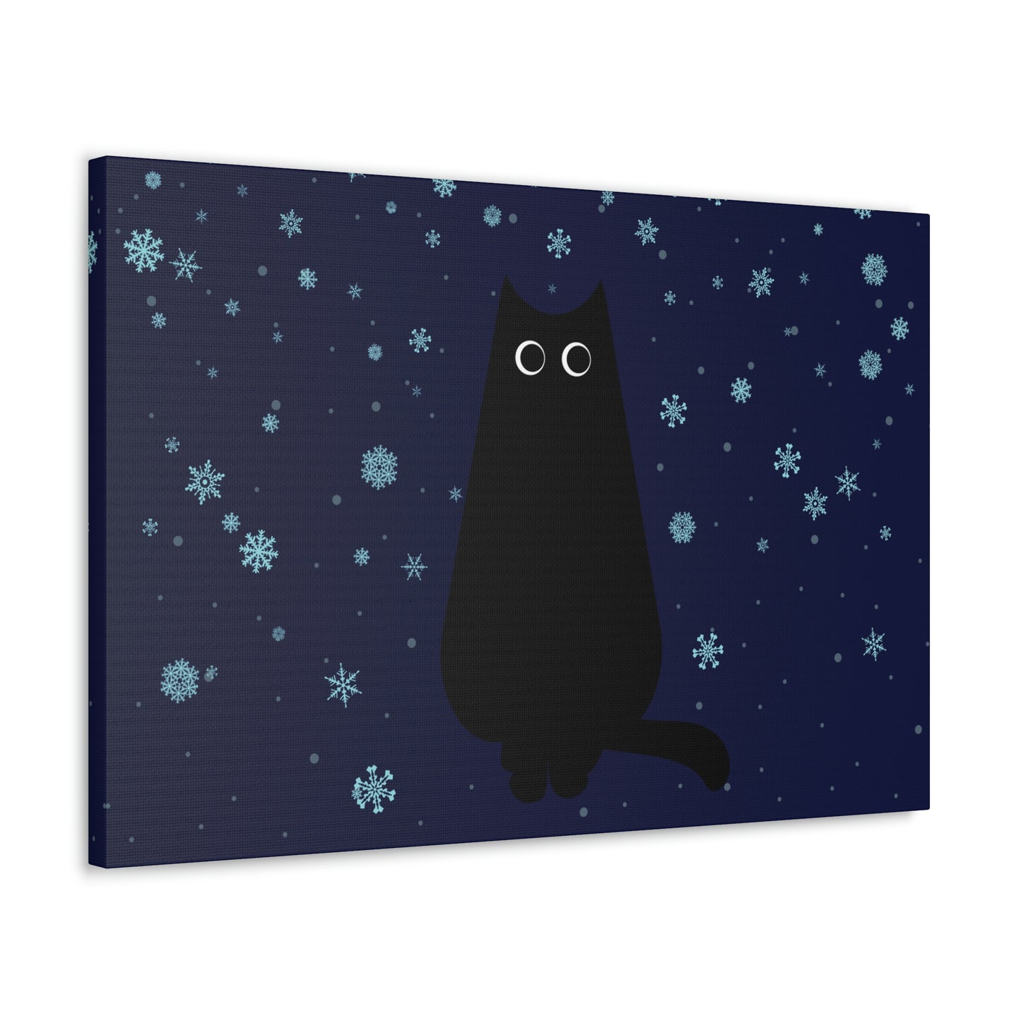 Black Cat Winter Snowflake Anime Art Classic Art Canvas Gallery Wraps