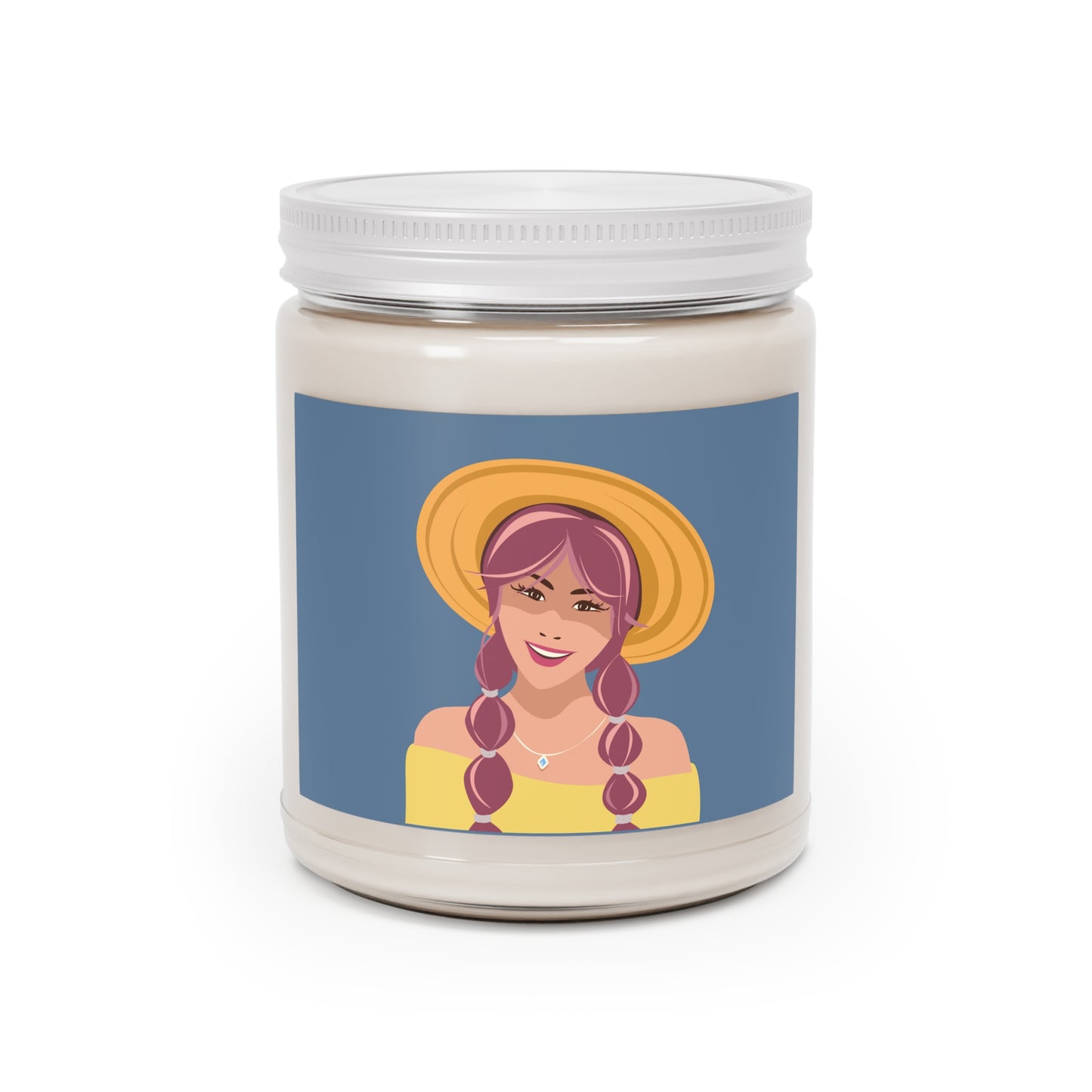 Happy Woman with Rose Hair Aesthetic Art Scented Candle Up to 60hSoy Wax 9oz