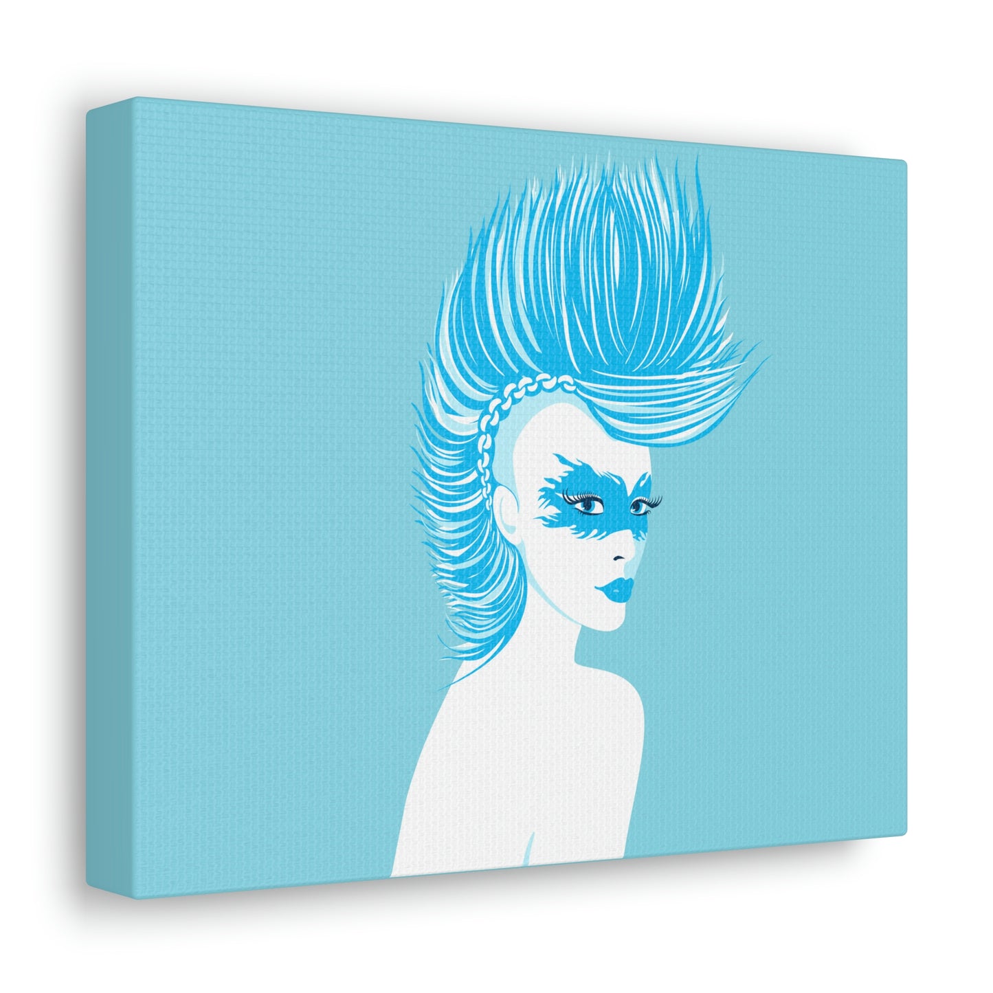 Blue Punk Woman Art Unique Edgy Graphic Aesthetic Classic Art Canvas Gallery Wraps