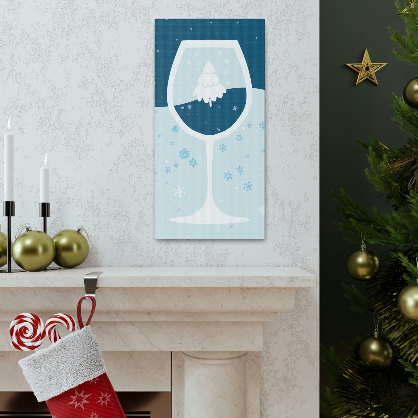 Ice Wine Winter Holidays Aesthetic Classic Art Canvas Gallery Wraps