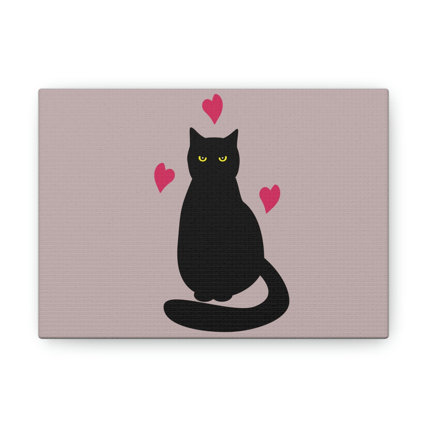 Black Cat with Heart Love Aesthetic Classic Art Canvas Gallery Wraps