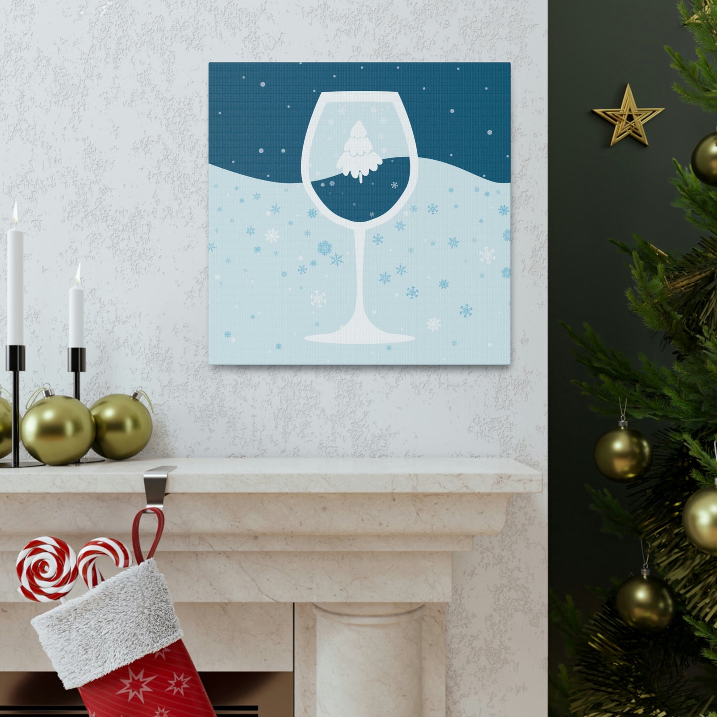 Ice Wine Winter Holidays Aesthetic Classic Art Canvas Gallery Wraps