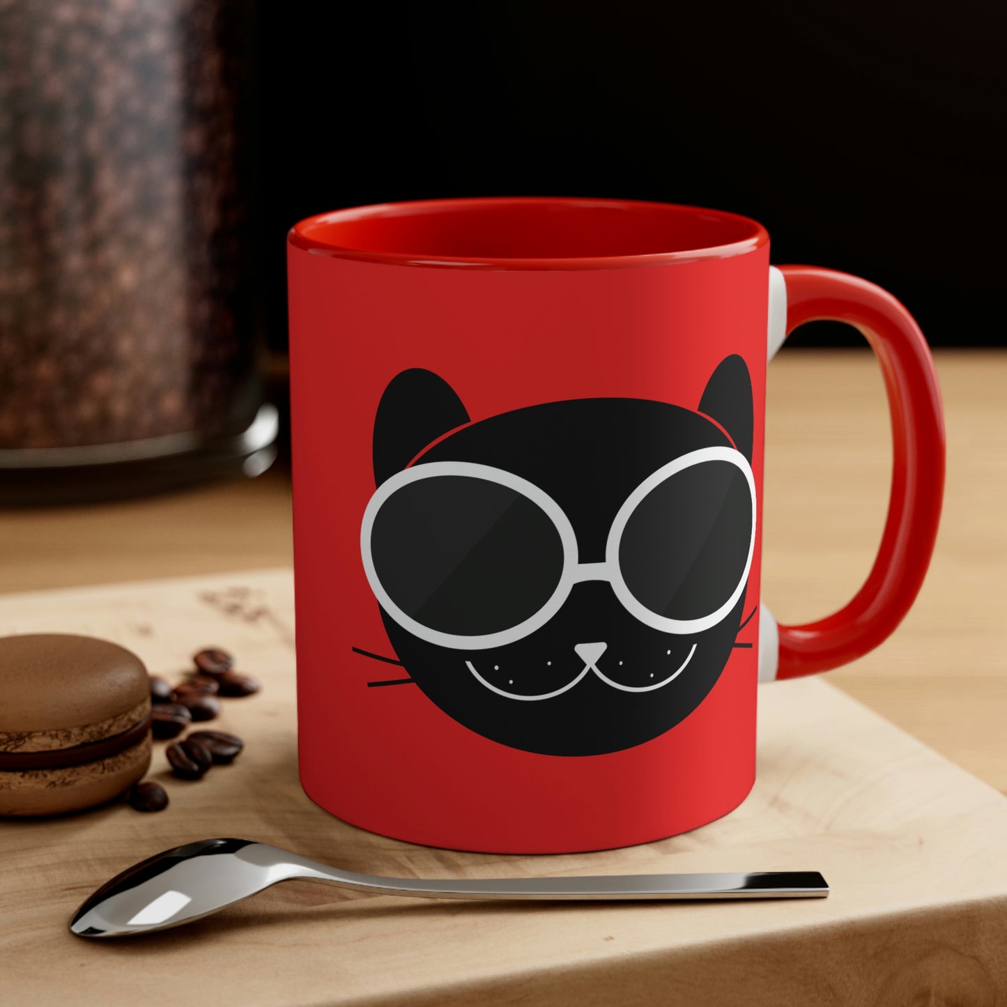 Anime Cute Black Cat Minimal Art Classic Accent Coffee Mug 11oz