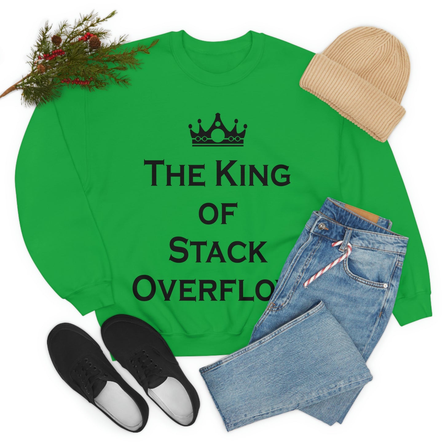 The King of Stack Overflow IT Funny Coding Unisex Heavy Blend™ Crewneck Sweatshirt