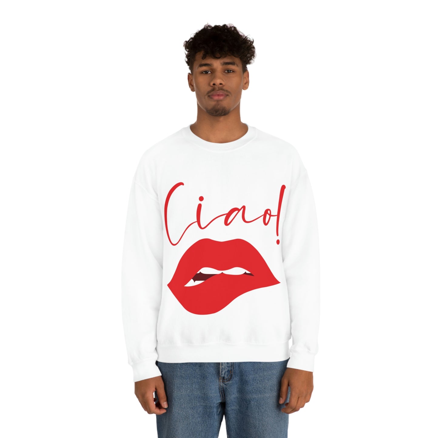 Ciao Hello Goodbye Red Lips Lipstick Unisex Heavy Blend™ Crewneck Sweatshirt