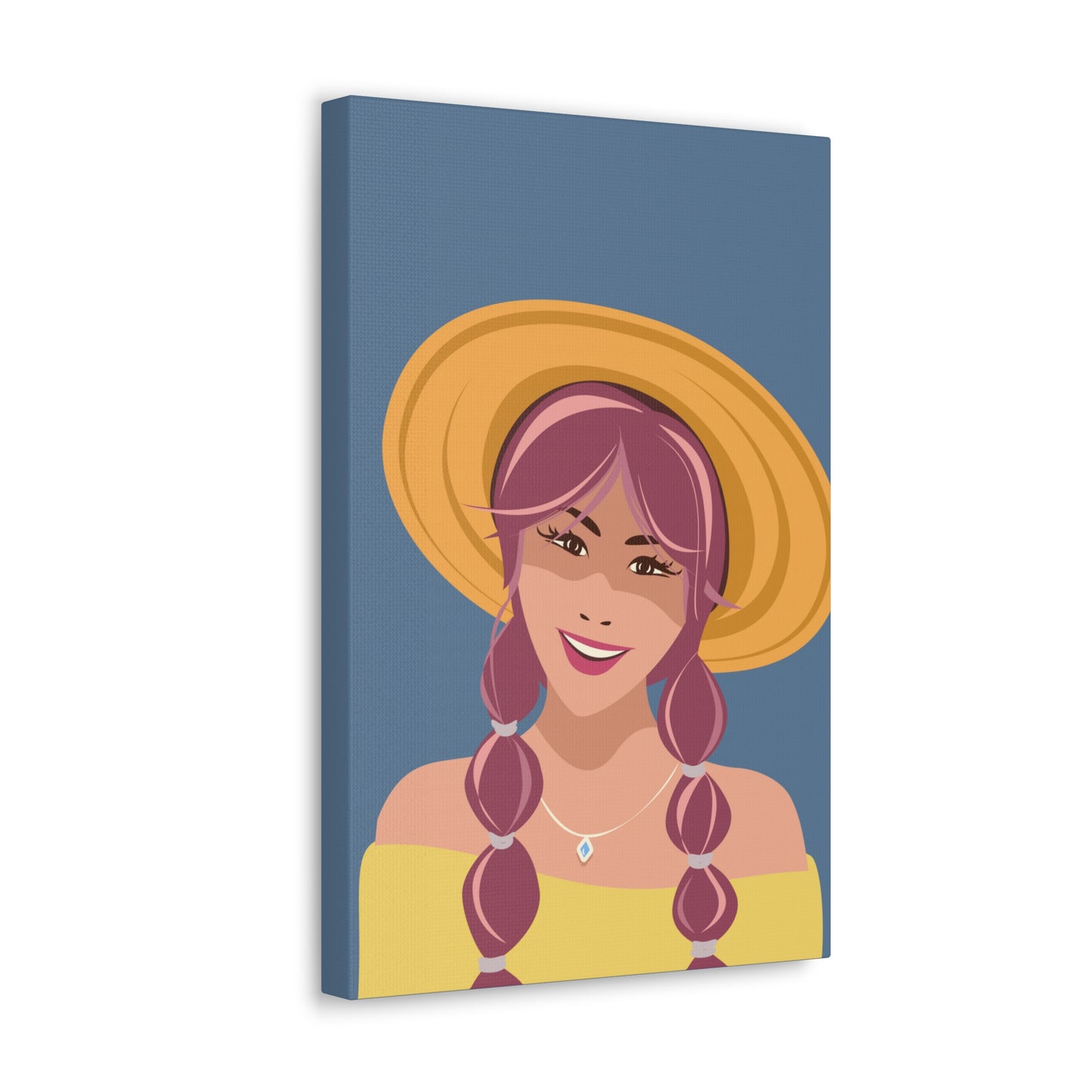 Happy Woman with Rose Hair Aesthetic Art Canvas Gallery Wraps