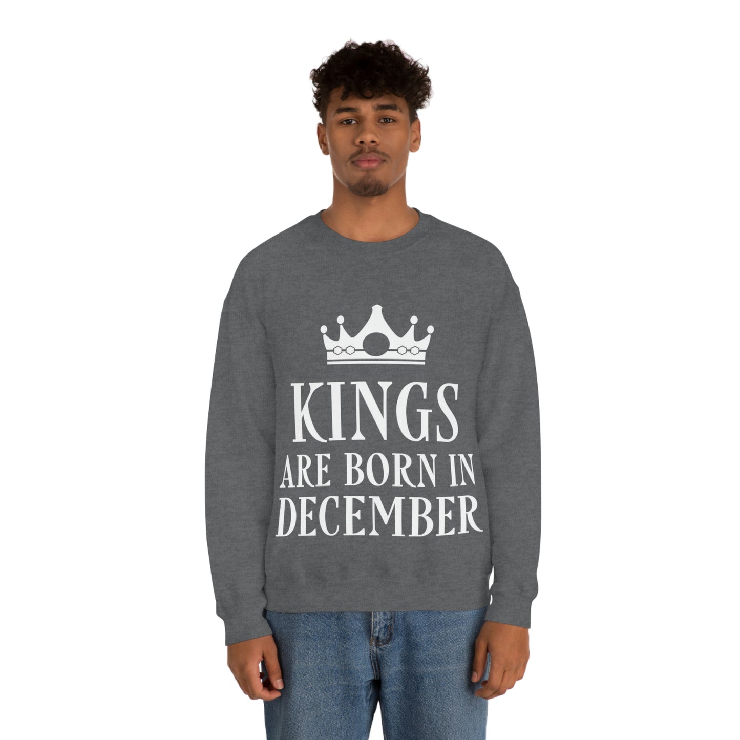 Kings Are Born in December Happy Birthday Unisex Heavy Blend™ Crewneck Sweatshirt