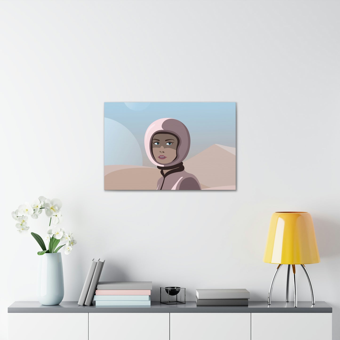 Astronaut Woman Aliens Minimal Aesthetic Classic Art Canvas Gallery Wraps