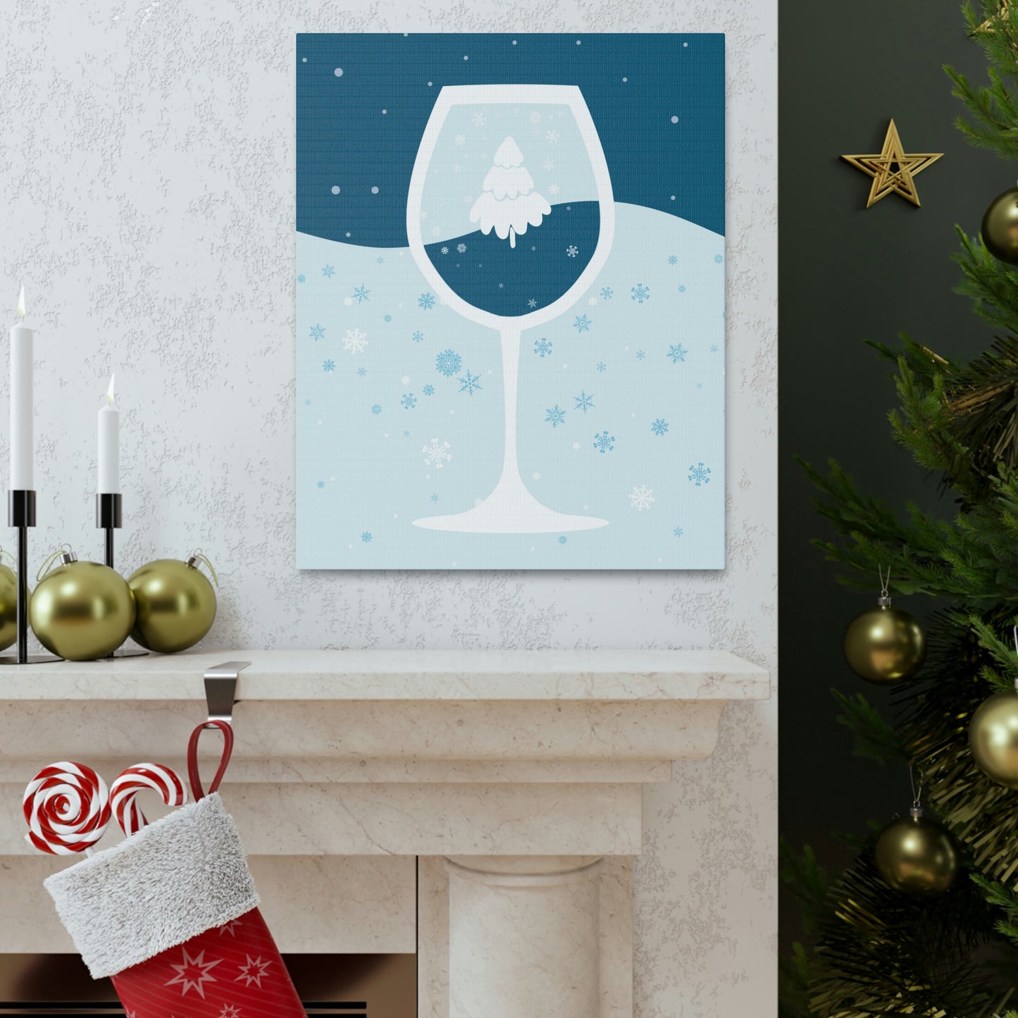 Ice Wine Winter Holidays Aesthetic Classic Art Canvas Gallery Wraps