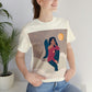 Women Angel Portrait Sitting On Clouds Cartoon Art Unisex Jersey Short Sleeve T-Shirt