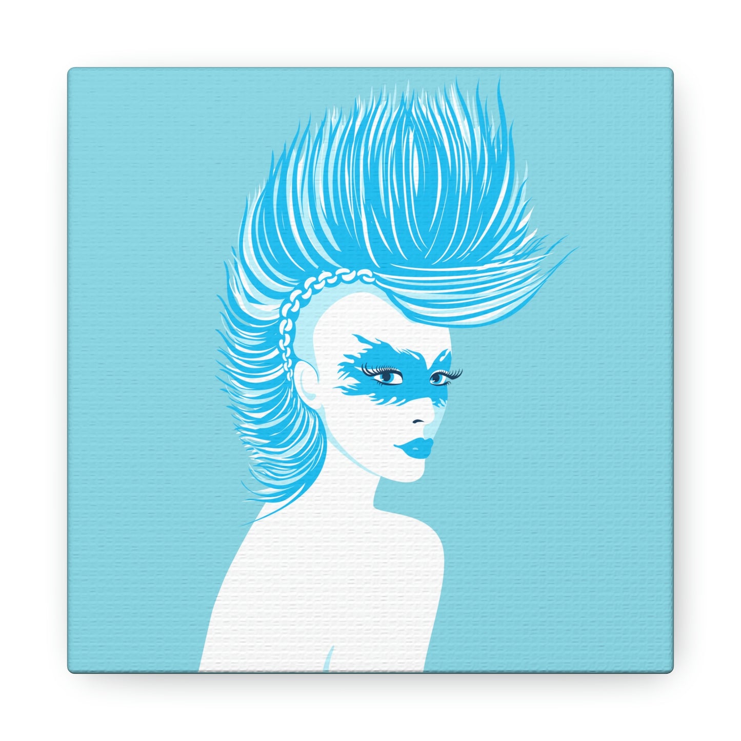 Blue Punk Woman Art Unique Edgy Graphic Aesthetic Classic Art Canvas Gallery Wraps