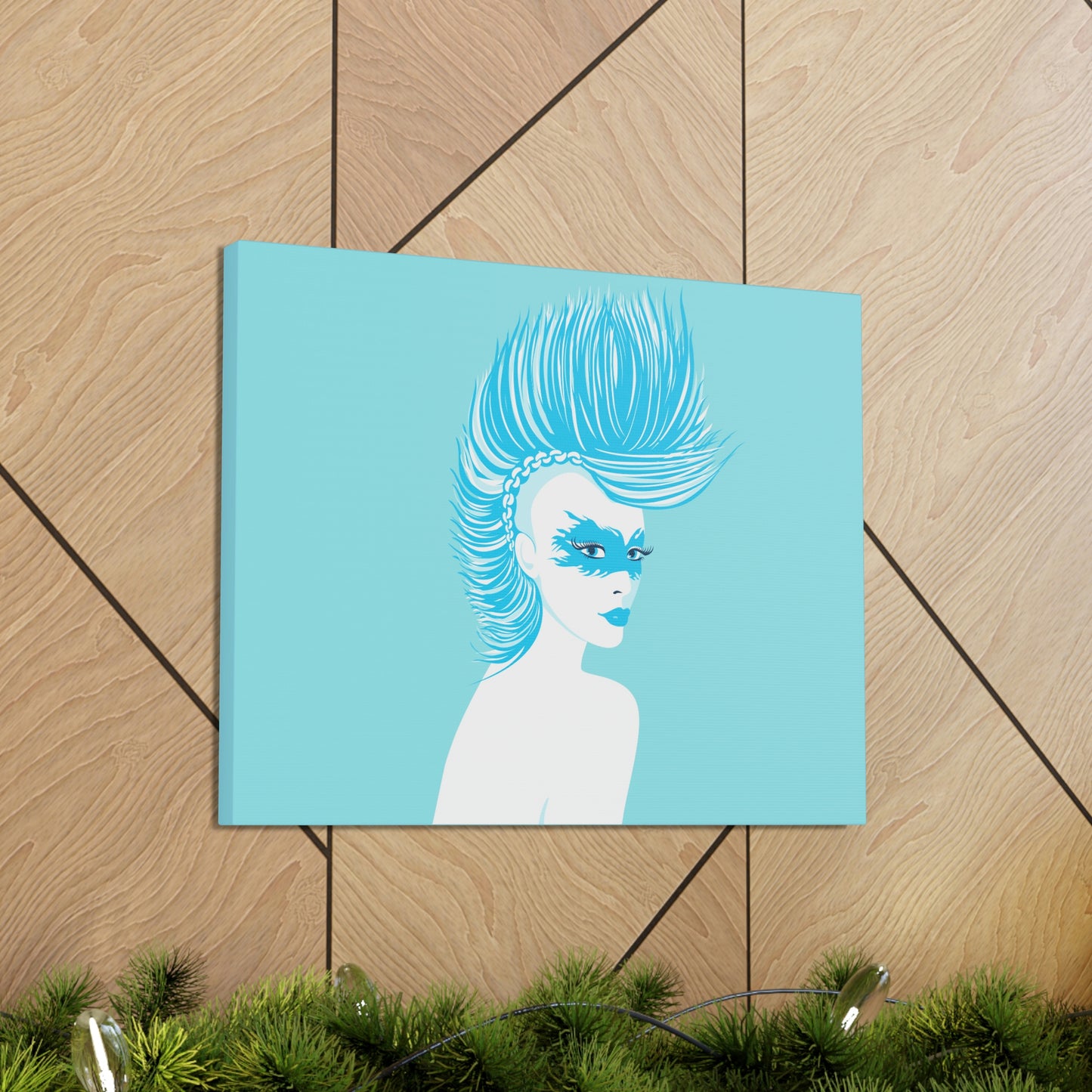 Blue Punk Woman Art Unique Edgy Graphic Aesthetic Classic Art Canvas Gallery Wraps