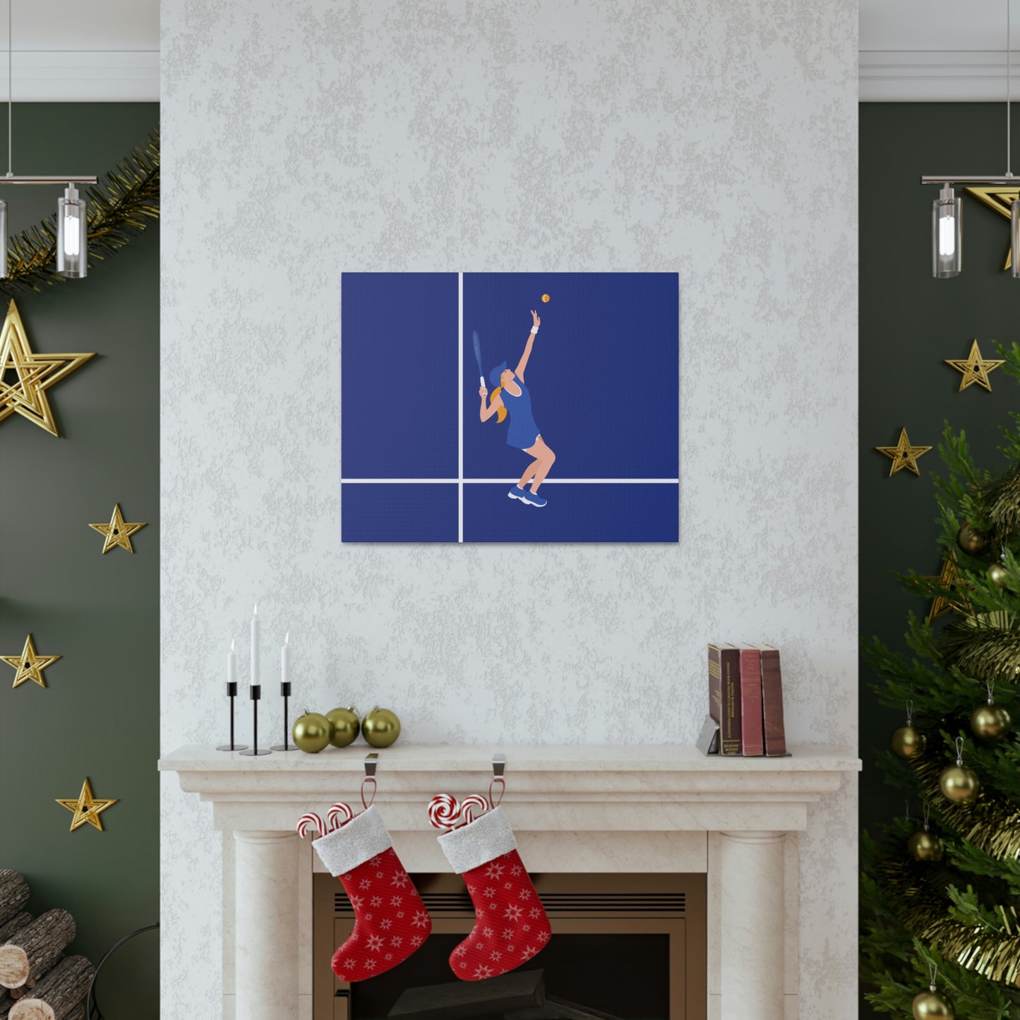 Tennis Player Blue Art Sports Team Classic Art Canvas Gallery Wraps