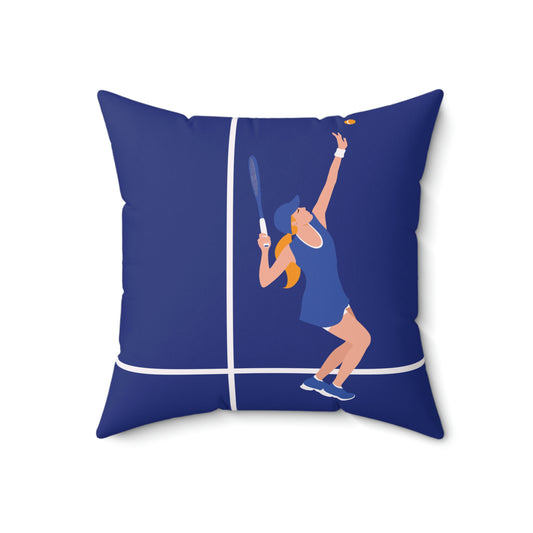 Tennis Player Blue Art Sports Team Spun Polyester Square Pillow