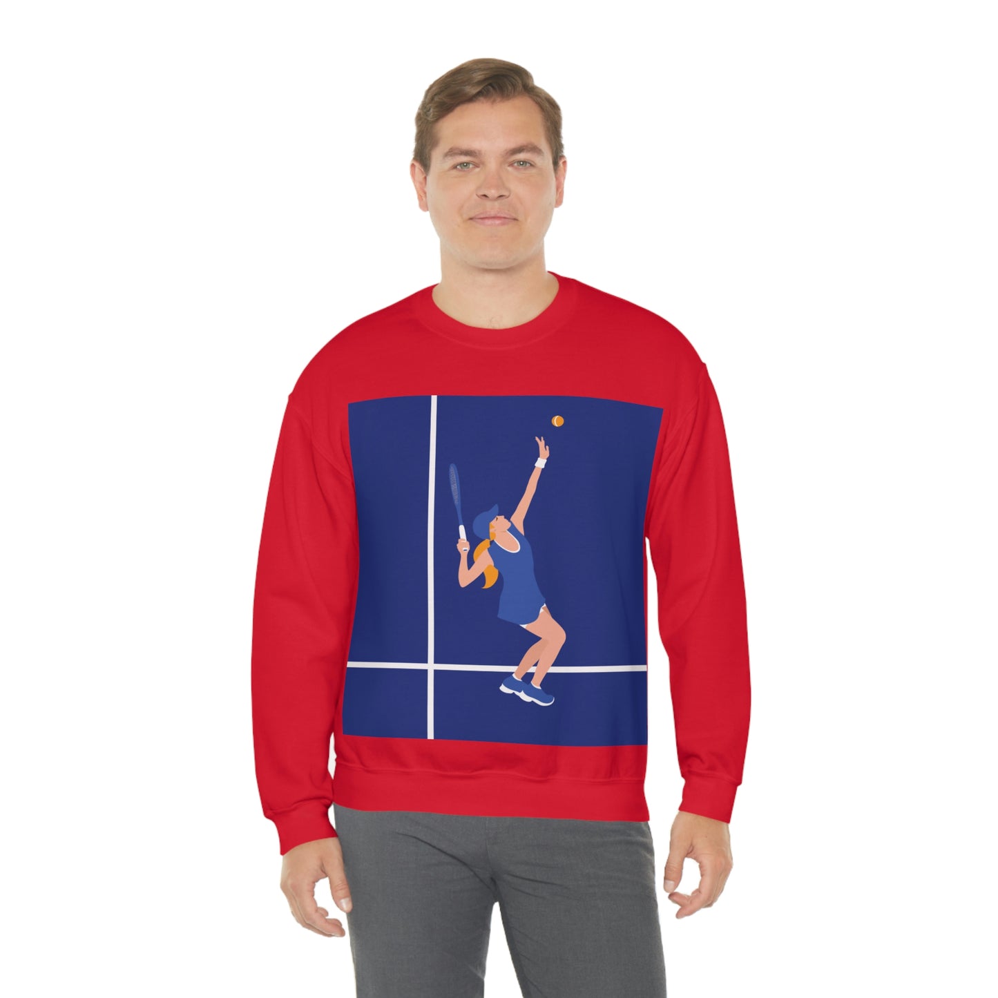 Tennis Player Blue Art Sports Team Unisex Heavy Blend™ Crewneck Sweatshirt