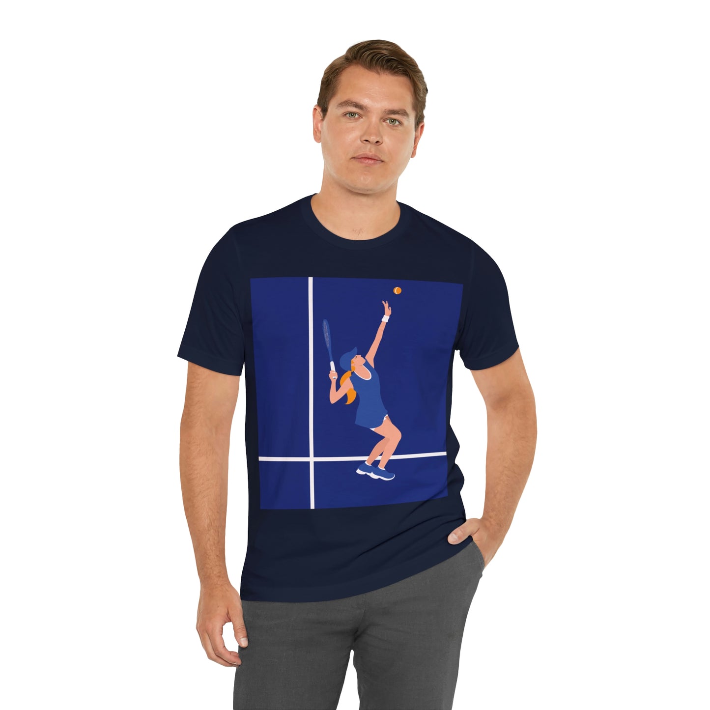 Tennis Player Blue Art Sports Team Unisex Jersey Short Sleeve T-Shirt