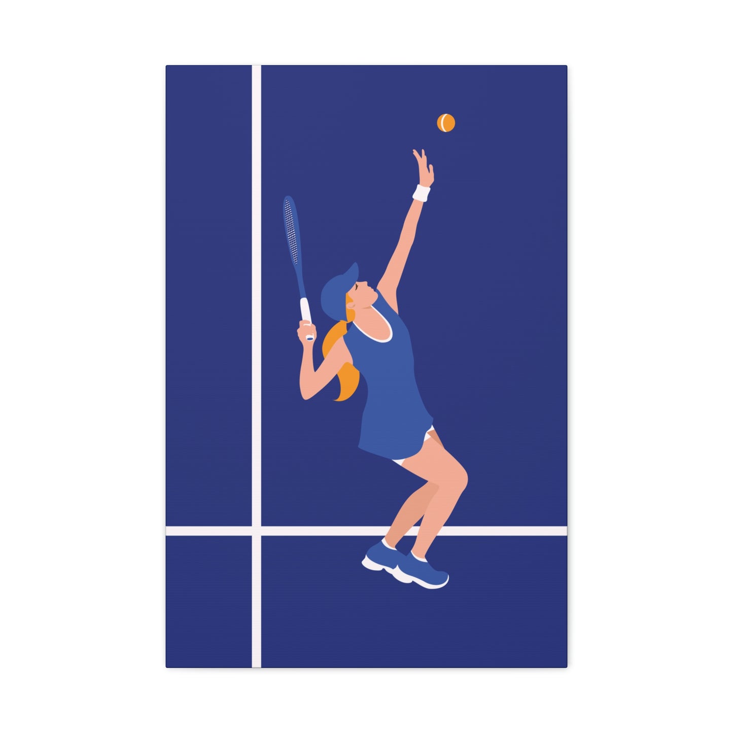 Tennis Player Blue Art Sports Team Classic Art Canvas Gallery Wraps