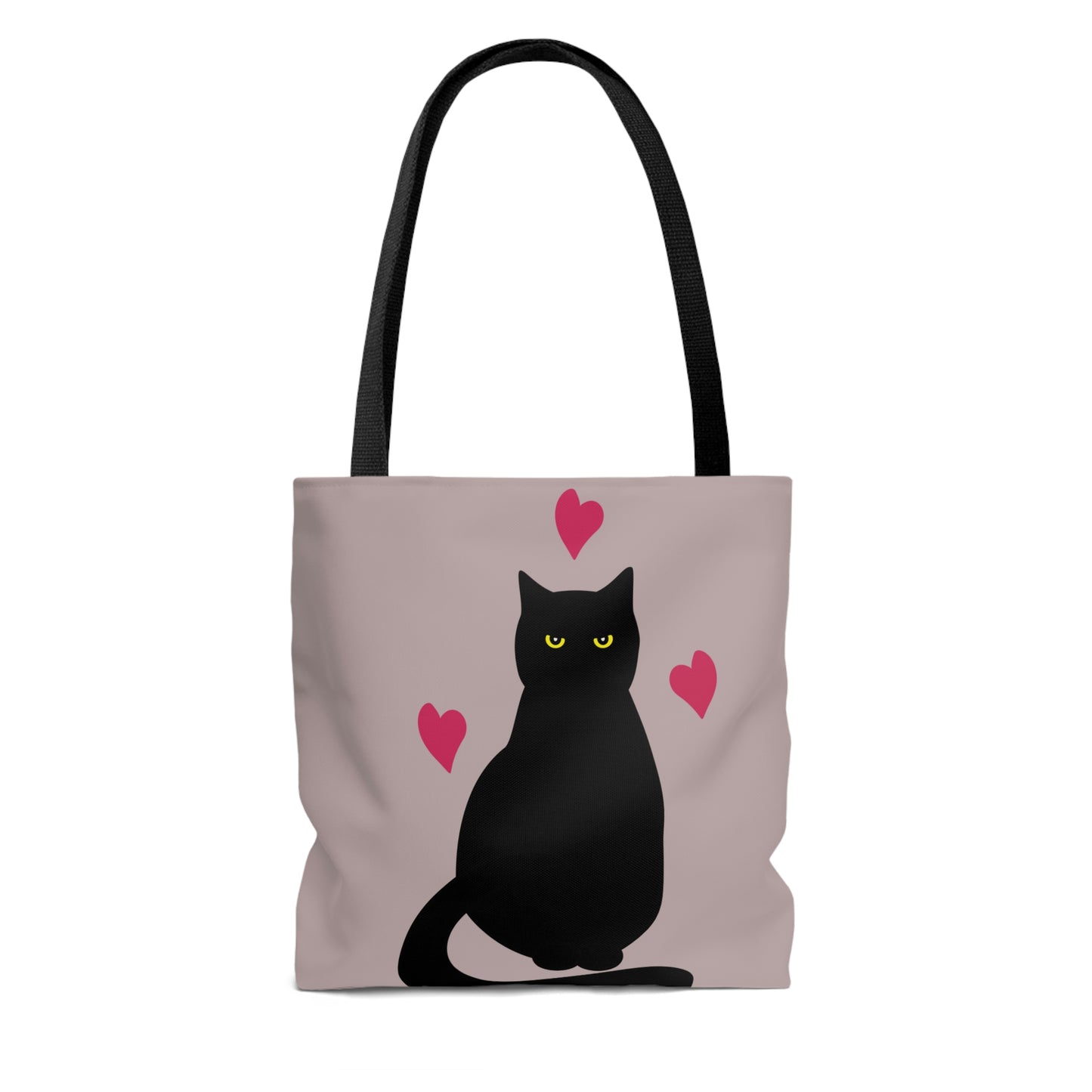 Black Cat with Heart Love Aesthetic Art AOP Tote Bag
