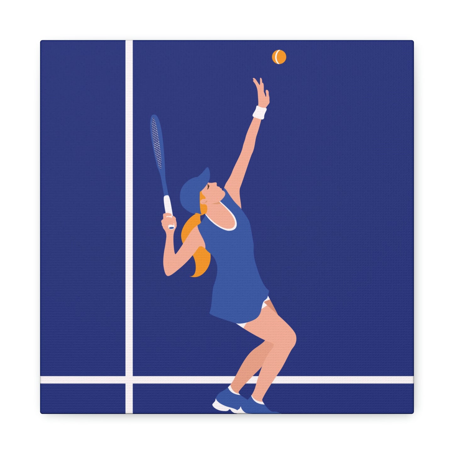 Tennis Player Blue Art Sports Team Classic Art Canvas Gallery Wraps