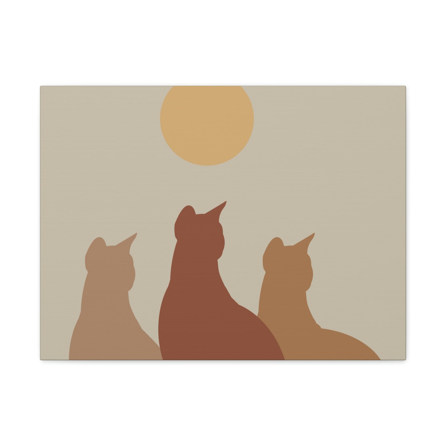 Abstract Boho Cats Relaxed Aesthetic Beige Minimalist Classic Art Canvas Gallery Wraps