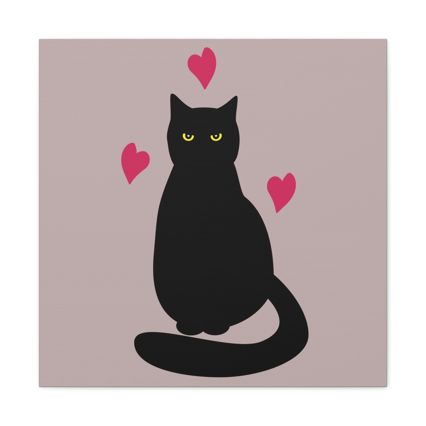 Black Cat with Heart Love Aesthetic Classic Art Canvas Gallery Wraps