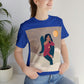 Women Angel Portrait Sitting On Clouds Cartoon Art Unisex Jersey Short Sleeve T-Shirt