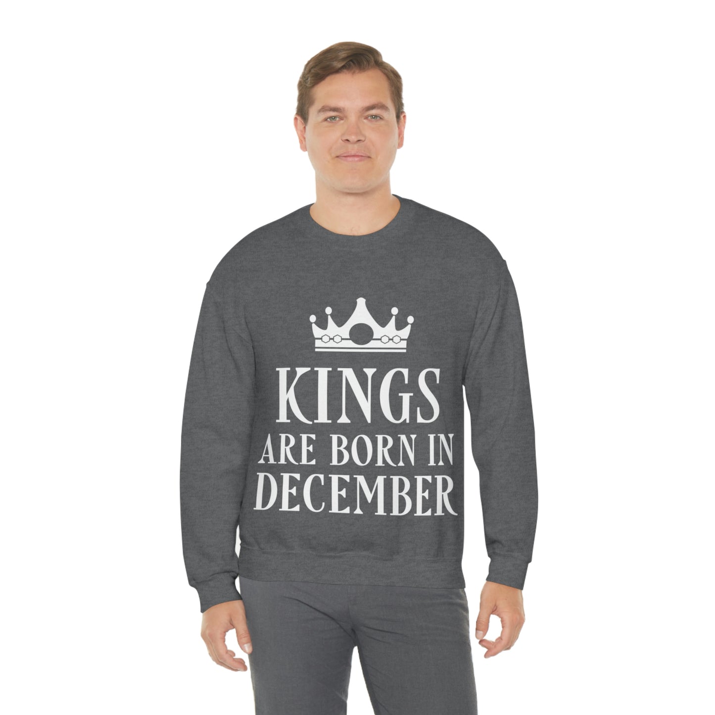 Kings Are Born in December Happy Birthday Unisex Heavy Blend™ Crewneck Sweatshirt