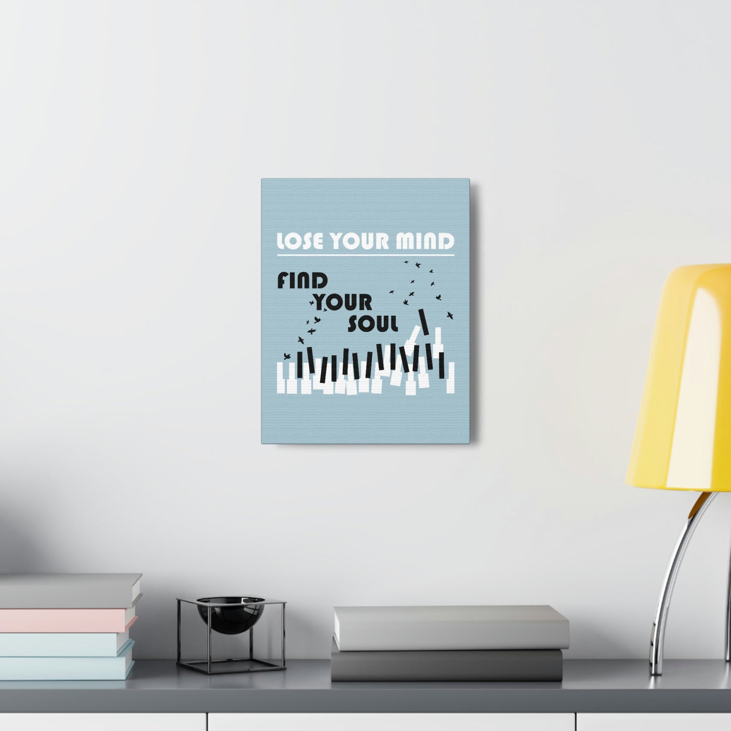 Lose Your Mind Find your Soul Flying birds Piano Keys Music Aesthetic Classic Art Canvas Gallery Wraps