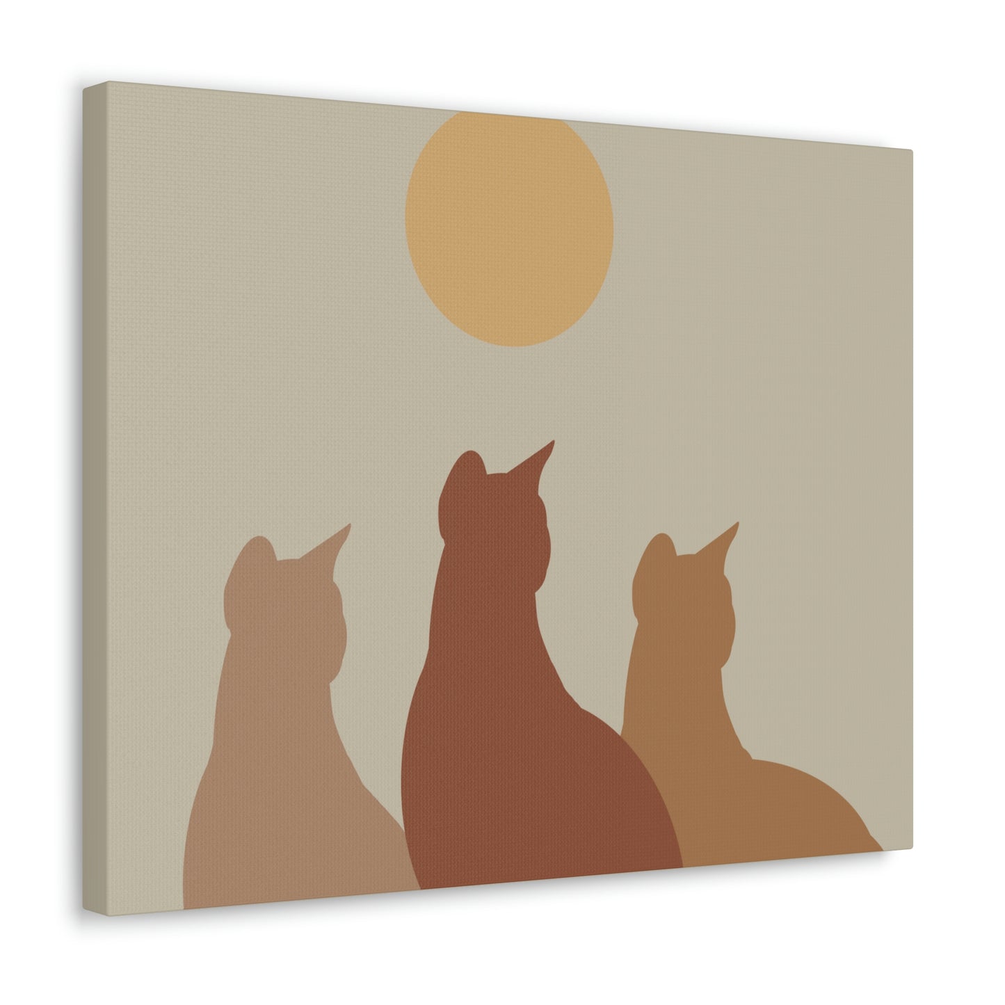 Abstract Boho Cats Relaxed Aesthetic Beige Minimalist Classic Art Canvas Gallery Wraps