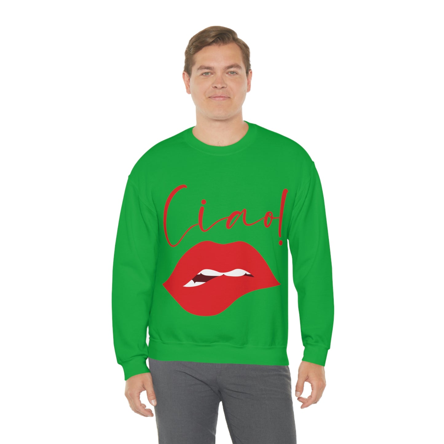 Ciao Hello Goodbye Red Lips Lipstick Unisex Heavy Blend™ Crewneck Sweatshirt