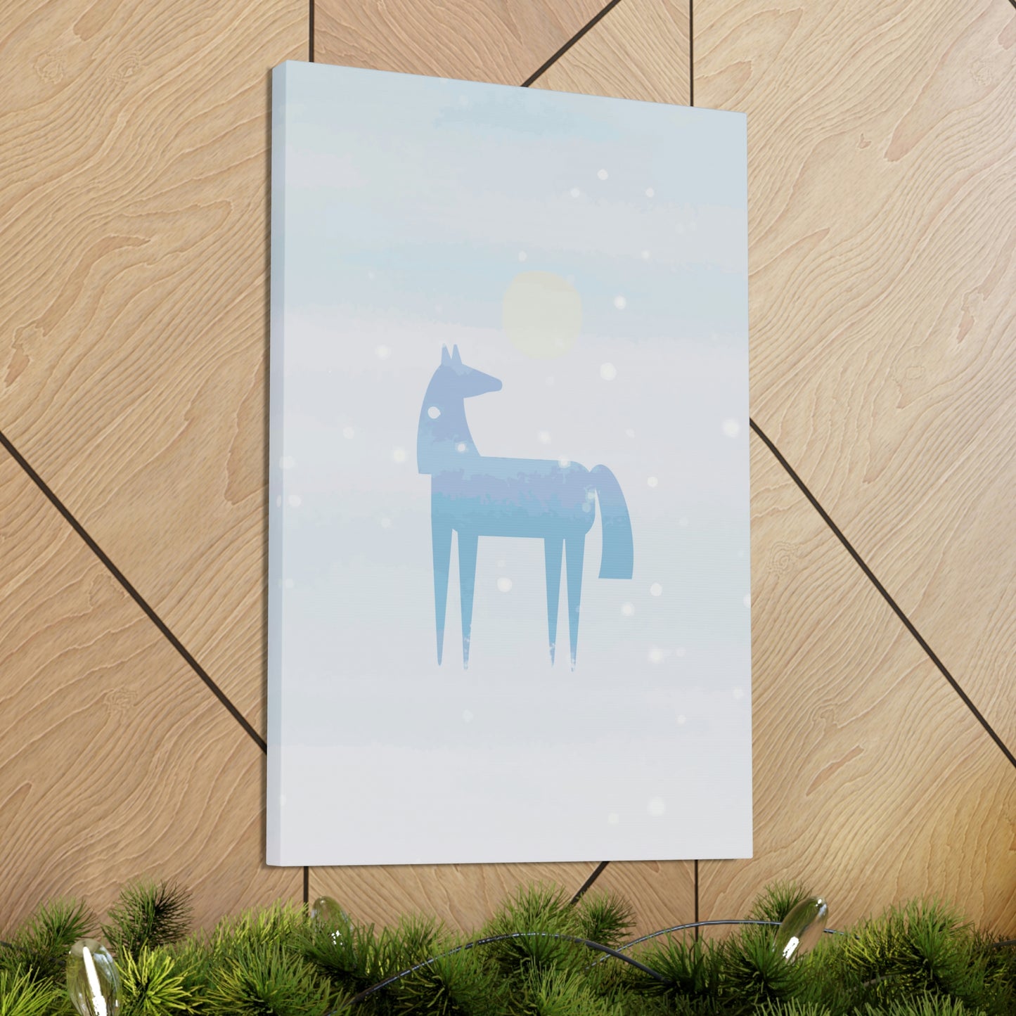 Horse Under the Snow Winter Landscape Art Aesthetic Classic Art Canvas Gallery Wraps