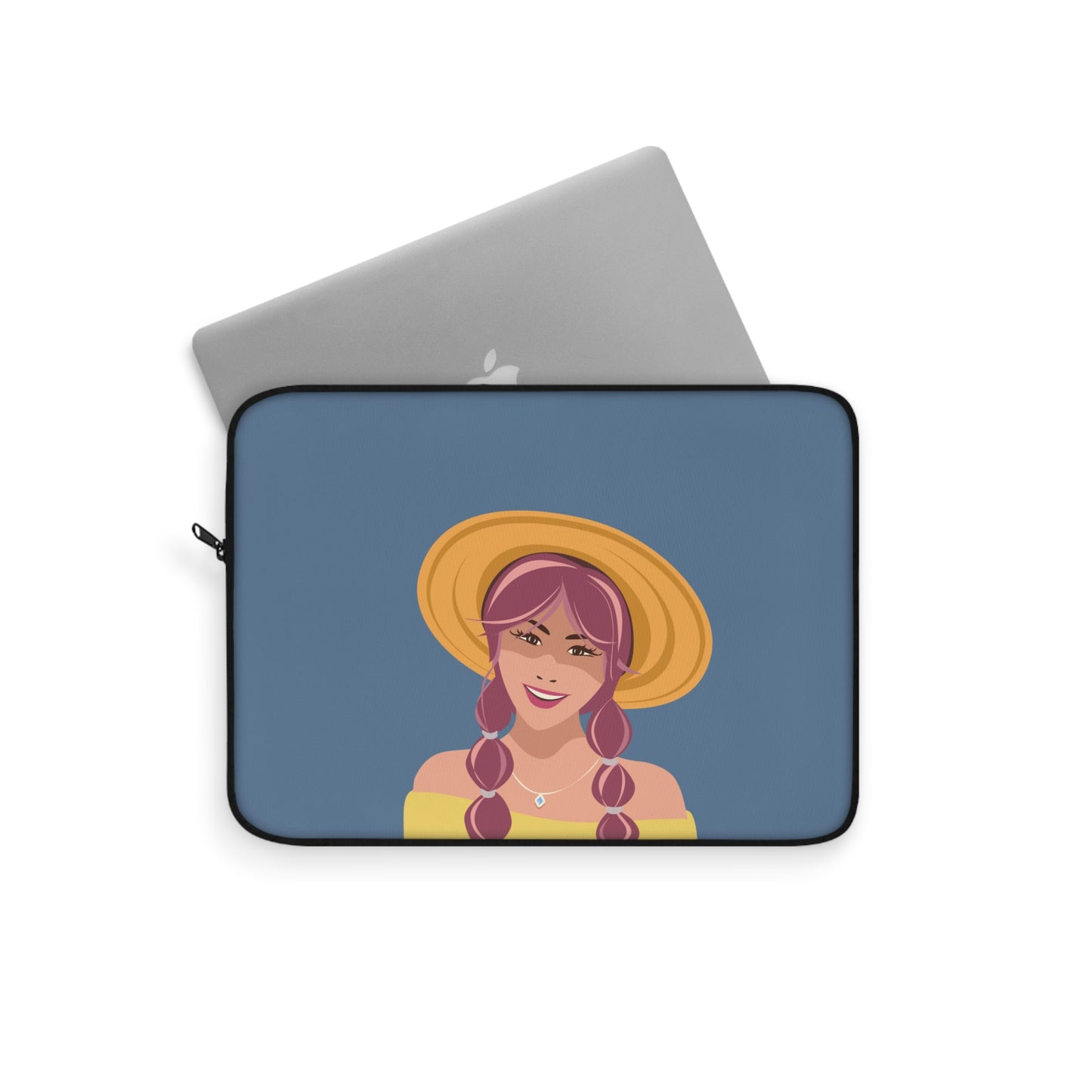 Happy Woman with Rose Hair Aesthetic Art Laptop Sleeve