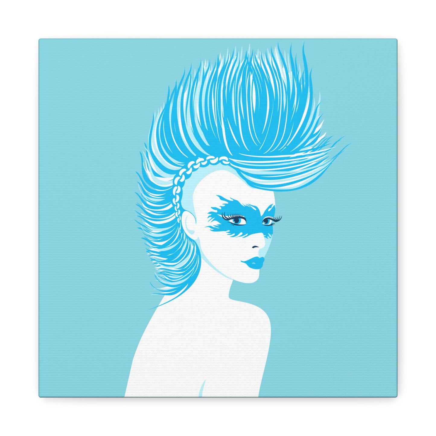 Blue Punk Woman Art Unique Edgy Graphic Aesthetic Classic Art Canvas Gallery Wraps