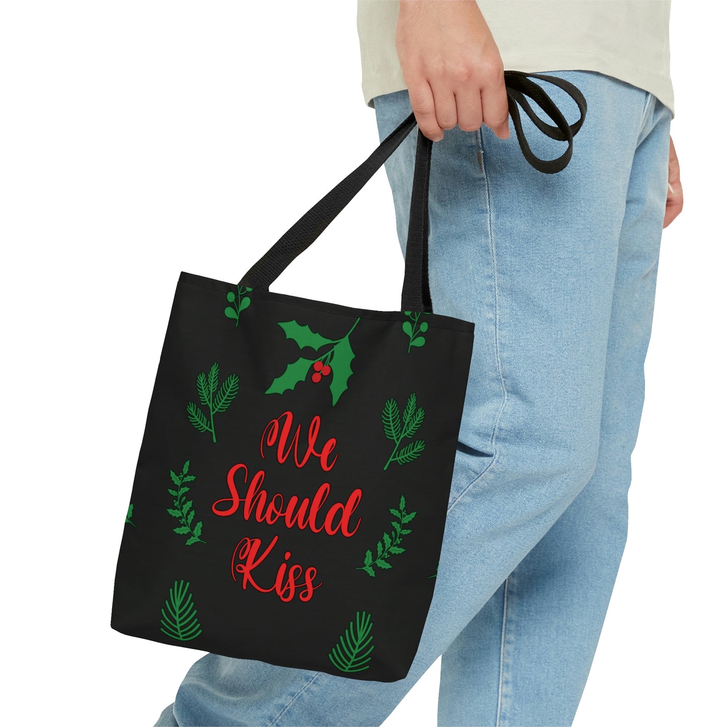 We Should Kiss Leaves Quotes AOP Tote Bag