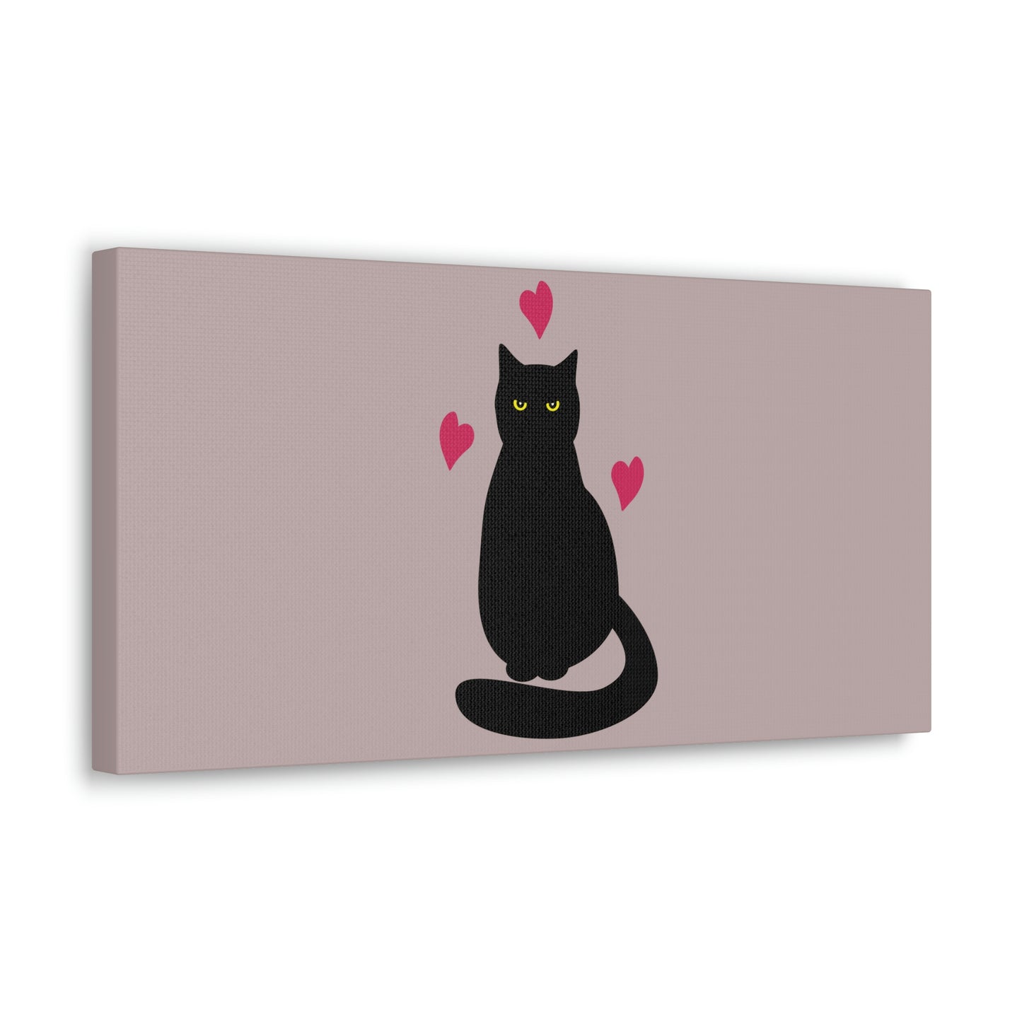 Black Cat with Heart Love Aesthetic Classic Art Canvas Gallery Wraps