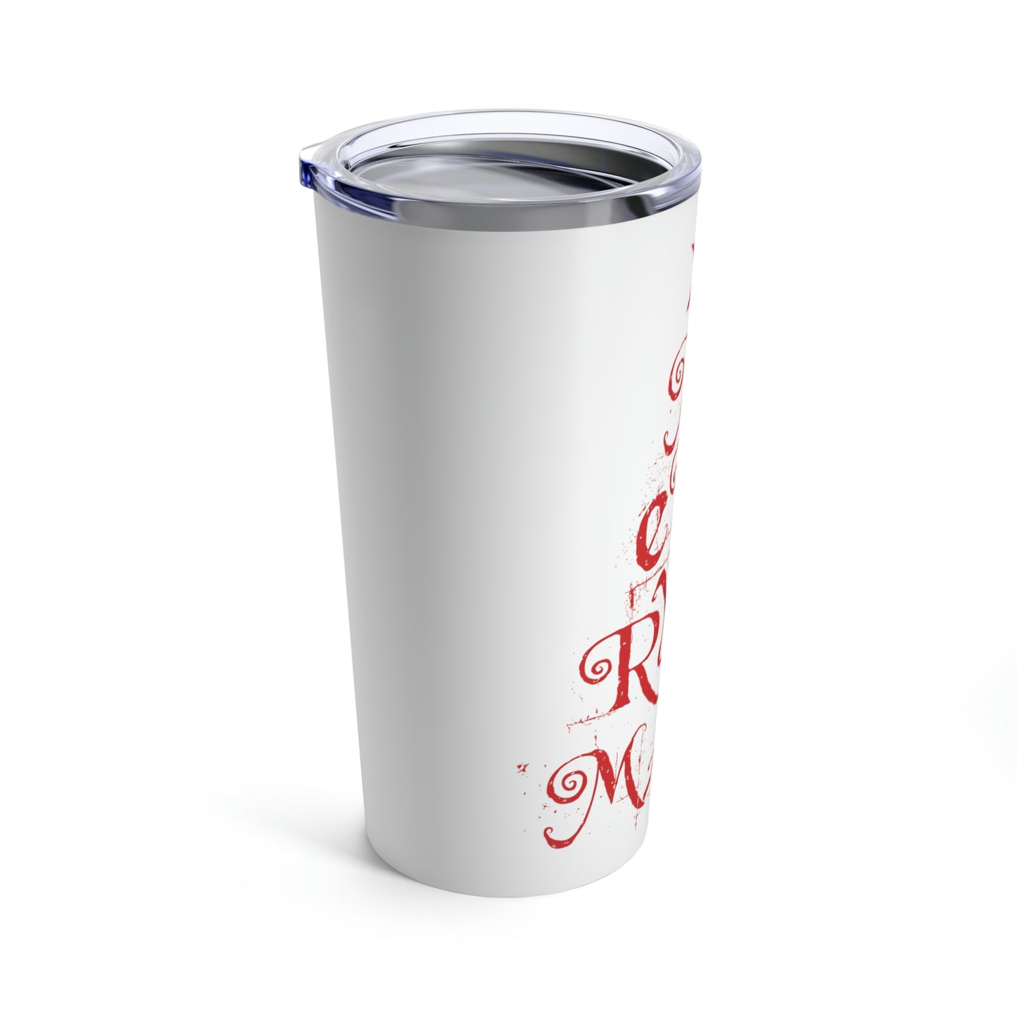 Love Christmas Happy Holidays Minimal Art Сalligraphy Stainless Steel Hot or Cold Vacuum Tumbler 20oz