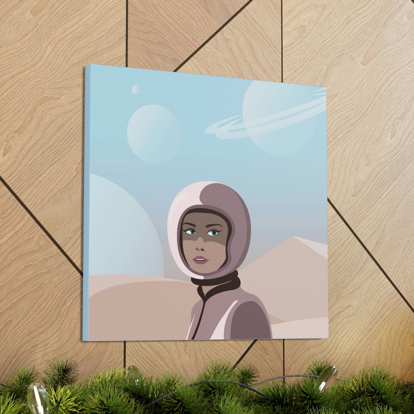 Astronaut Woman Aliens Minimal Aesthetic Classic Art Canvas Gallery Wraps