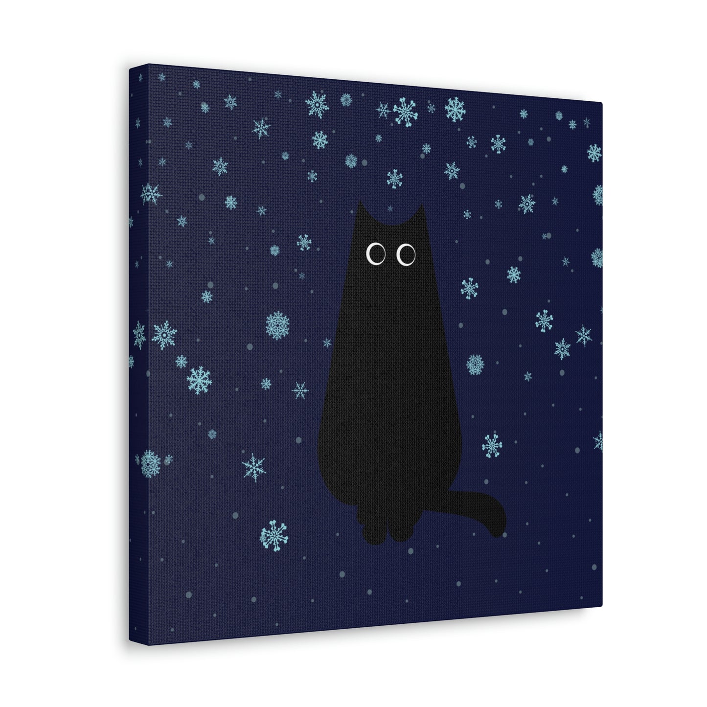 Black Cat Winter Snowflake Anime Art Classic Art Canvas Gallery Wraps